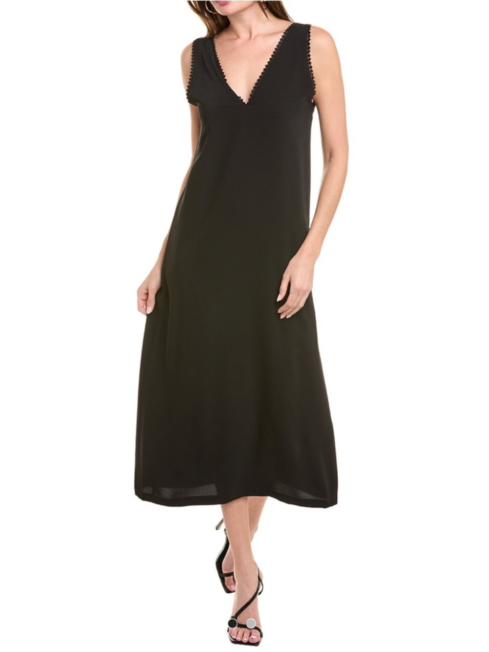 NWT THE KOOPLES black solid crepe maxi dress